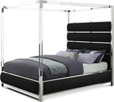 BRUNA White Leatherette & Acrylic Canopy Bed