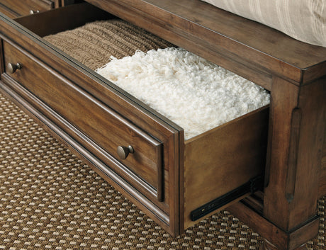BELTON Light Brown Platform Storage Sleigh Bed