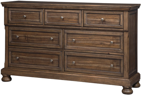 BELTON Light Brown 65" Wide Dresser & Mirror