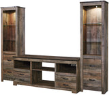 BENNI Rustic Brown 105" Wide 3 Piece Entertainment Unit