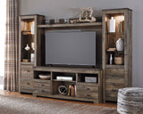 BENNI Rustic Brown 105" Wide 4 Piece Entertainment Unit