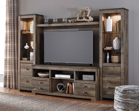 BENNI Rustic Brown 105" Wide 4 Piece Entertainment Unit