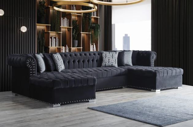 REBECCA 141" Wide Black Sectional