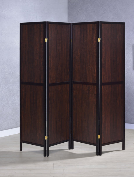 BETHEL Brown 4-Panel Room Divider