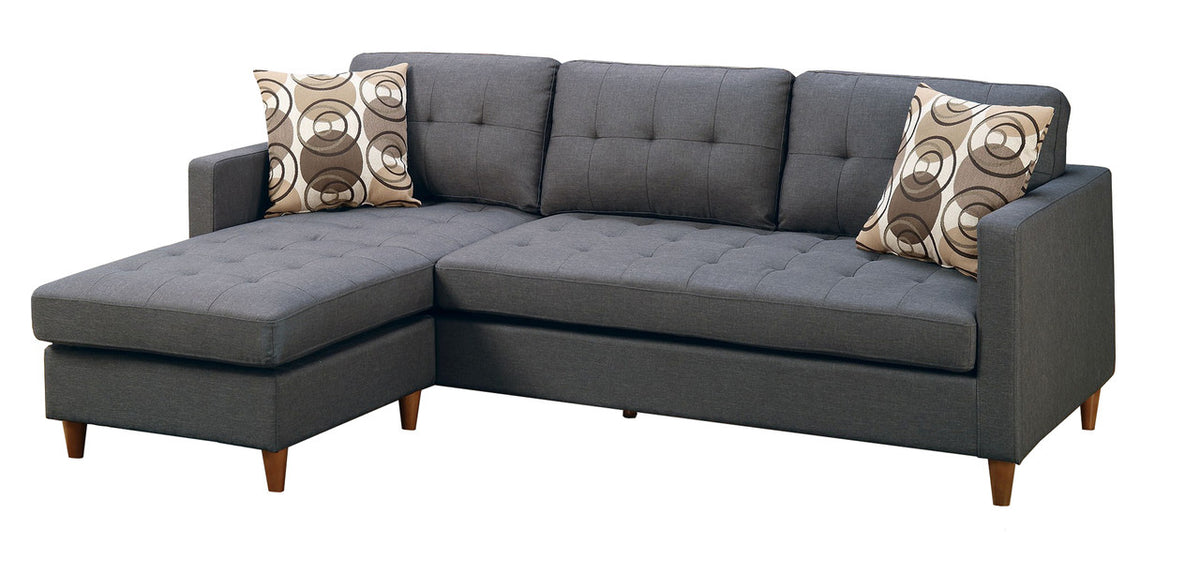 FABIOS Blue Gray Linen 86" Wide Reversible Sectional