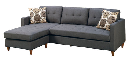 FABIOS Blue Gray Linen 86" Wide Reversible Sectional