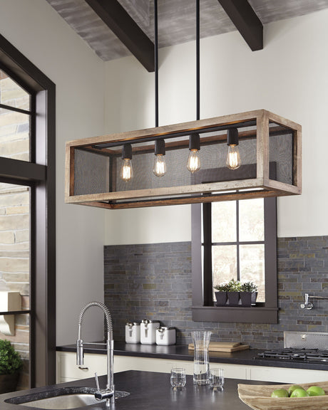 BREVYN Natural Wood Metal Pendant Light