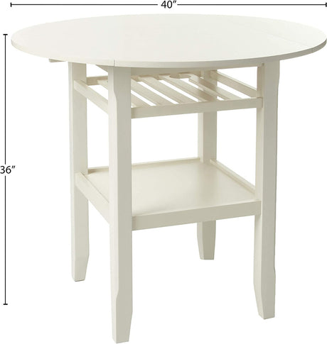 CADMUS Cream 40" Wide Counter Table with Drop Leaves