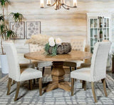 CALLUM 5 Piece Round Dining Set with Beige Chairs
