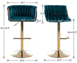 CAPTIVA Teal Green and Gold 20" Wide Adjustable Height Barstool