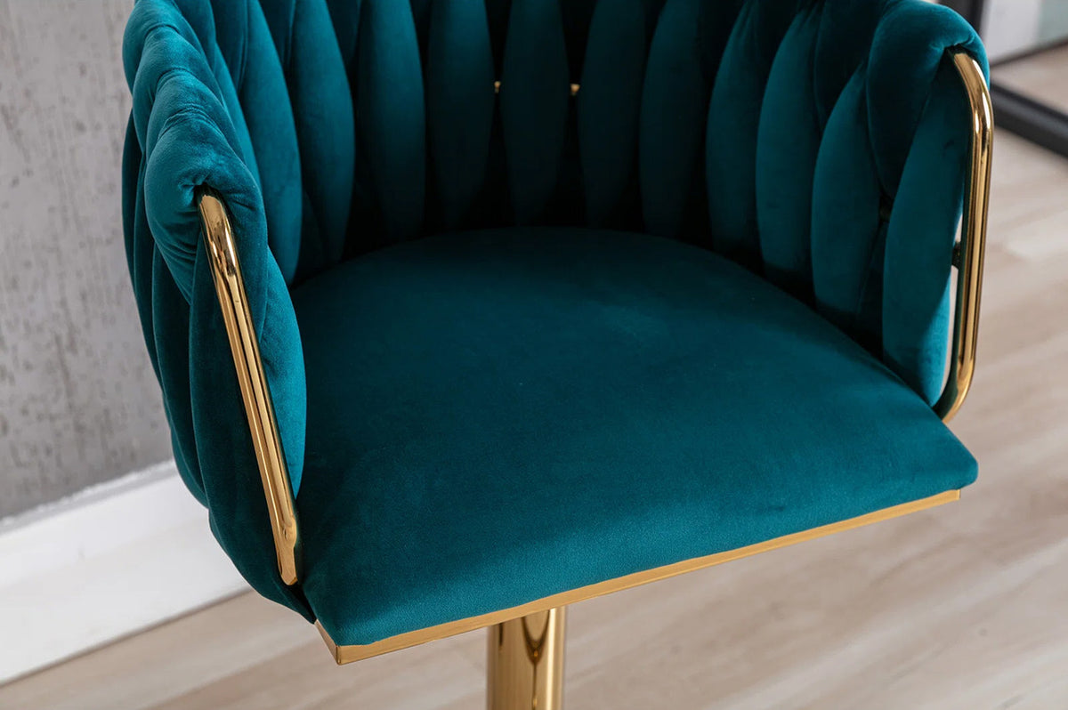 CAPTIVA Teal Green and Gold 20" Wide Adjustable Height Barstool