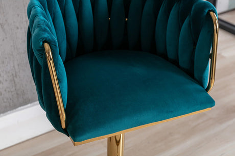 CAPTIVA Teal Green and Gold 20" Wide Adjustable Height Barstool