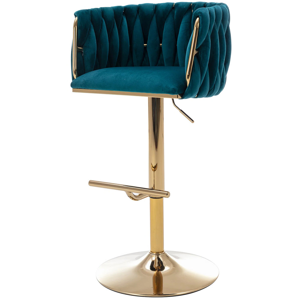CAPTIVA Teal Green and Gold 20" Wide Adjustable Height Barstool