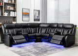 CARLILE Black 115" Wide Reclining Sectional with LED's
