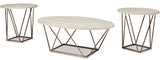 CARRIGAN Beige & Gold 3 Piece Table Set