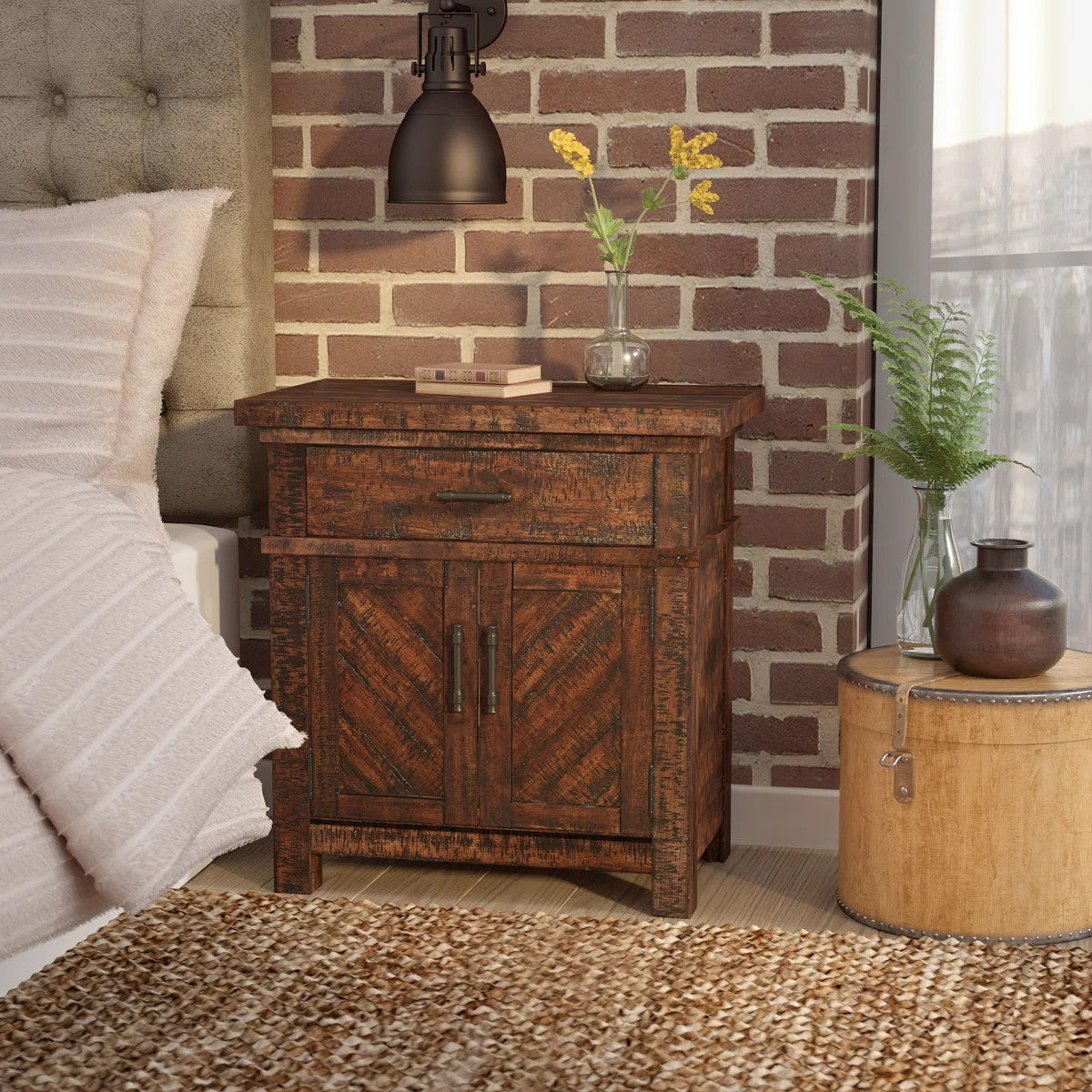 CARRIZO Rustic Cherry 28" Wide x 29" Height Nightstand