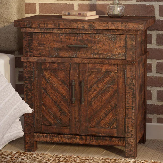 CARRIZO Rustic Cherry 28" Wide x 29" Height Nightstand