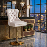 CASMIR Beige and Gold 18" Wide Adjustable Height Barstool