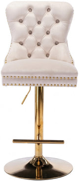 CASMIR Beige and Gold 18" Wide Adjustable Height Barstool