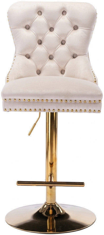 CASMIR Beige and Gold 18" Wide Adjustable Height Barstool
