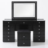 CASSIUS Glossy Black & Gold 57" Wide Vanity with Bluetooth Speakers