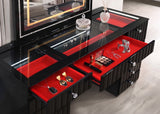 CASSIUS Glossy Black & Gold 57" Wide Vanity with Bluetooth Speakers