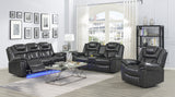CENTENARY Gray 3 Piece Livingroom with Bluetooth Speakers & LED Lighting