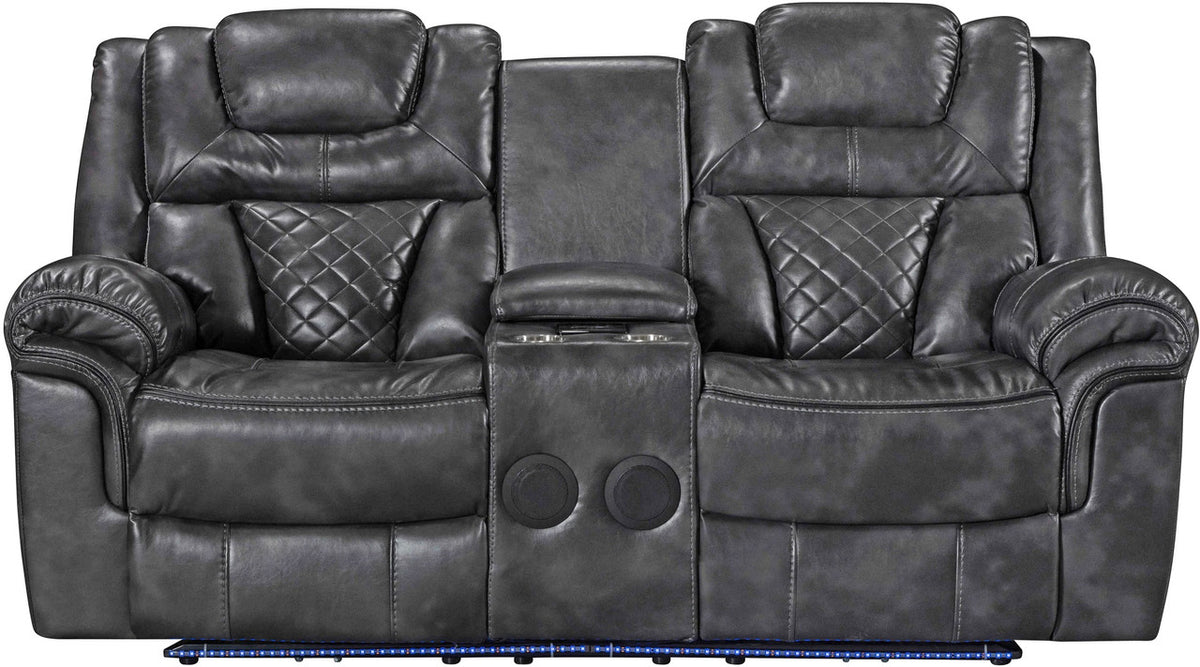 CENTENARY Gray 3 Piece Livingroom with Bluetooth Speakers & LED Lighting