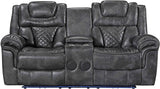 CENTENARY Gray 3 Piece Livingroom with Bluetooth Speakers & LED Lighting