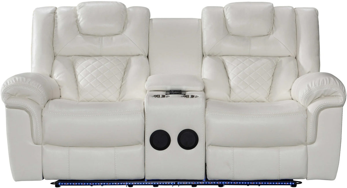 CENTENARY White 3 Piece Livingroom with Bluetooth Speakers & LED Lighting
