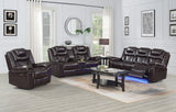 CENTENARY Brown 3 Piece Livingroom with Bluetooth Speakers & LED Lighting