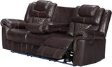 CENTENARY Brown 3 Piece Livingroom with Bluetooth Speakers & LED Lighting