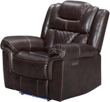 CENTENARY Brown 3 Piece Livingroom with Bluetooth Speakers & LED Lighting