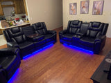 CENTENARY Black 3 Piece Livingroom with Bluetooth Speakers & LED Lighting