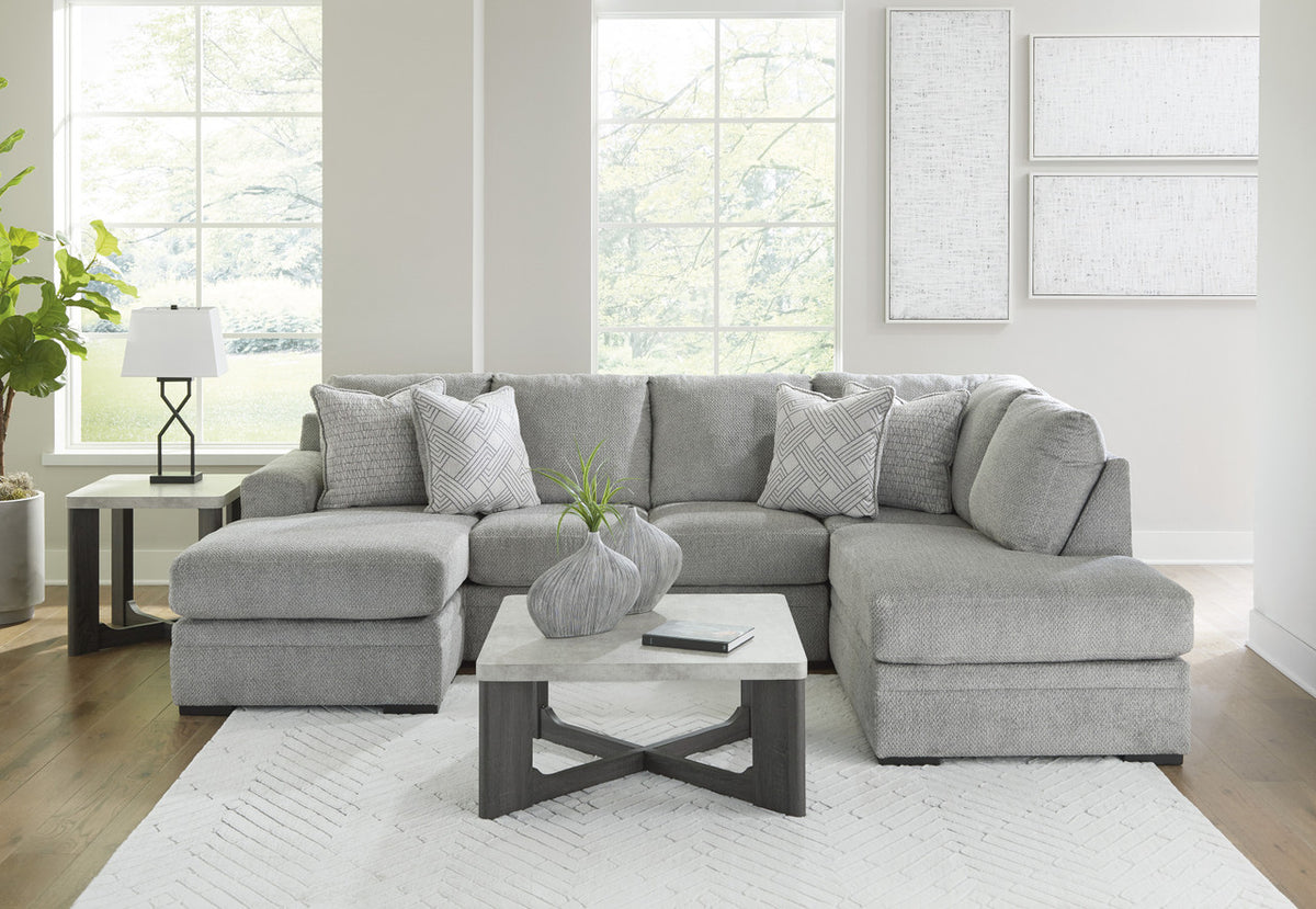 CENTERFIELD Gray 125" Wide Double Chaise Sectional