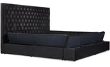 CERENE Black Velvet 61" Height Platform Bed with Storage Benches