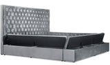 CERENE Gray Velvet 61" Height Platform Bed with Storage Benches