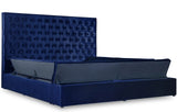 CERENE Blue Velvet 61" Height Platform Bed with Storage Benches