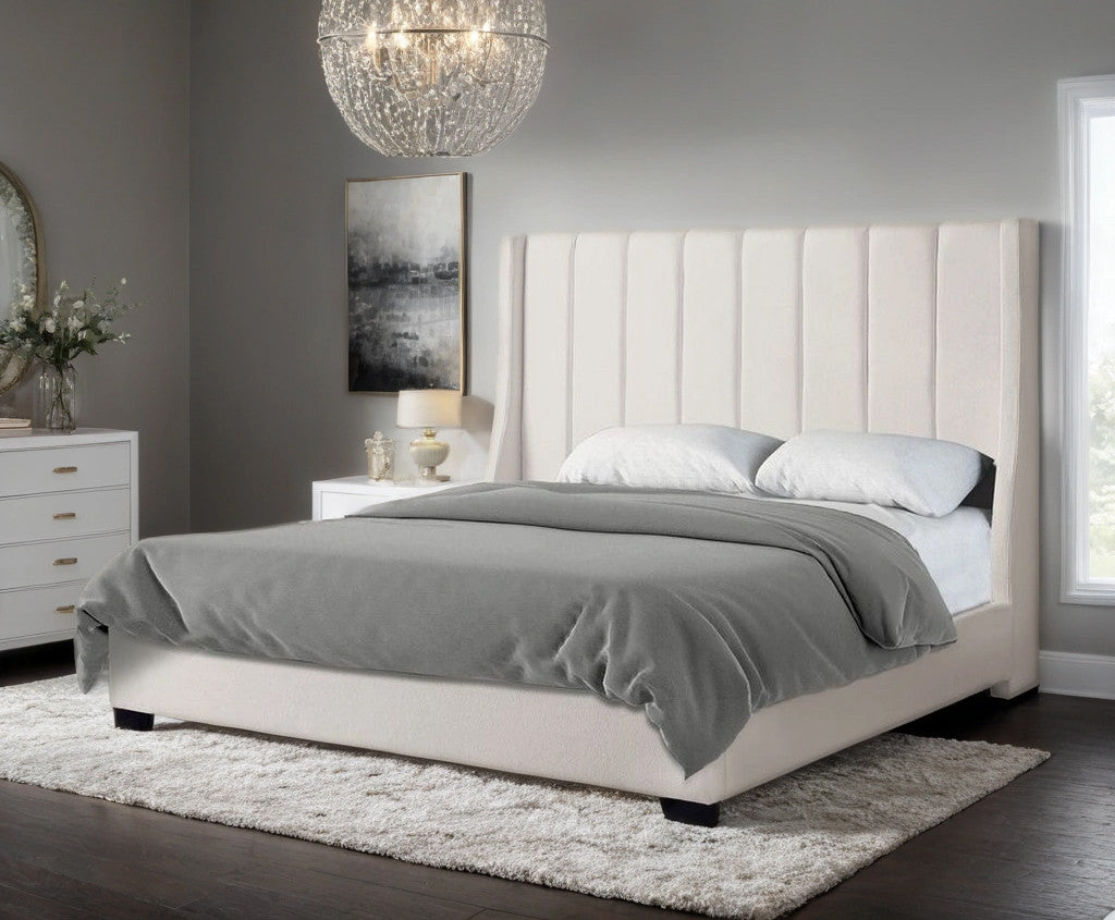 CHANTAL Off-White Boucle 72" Tall Bed