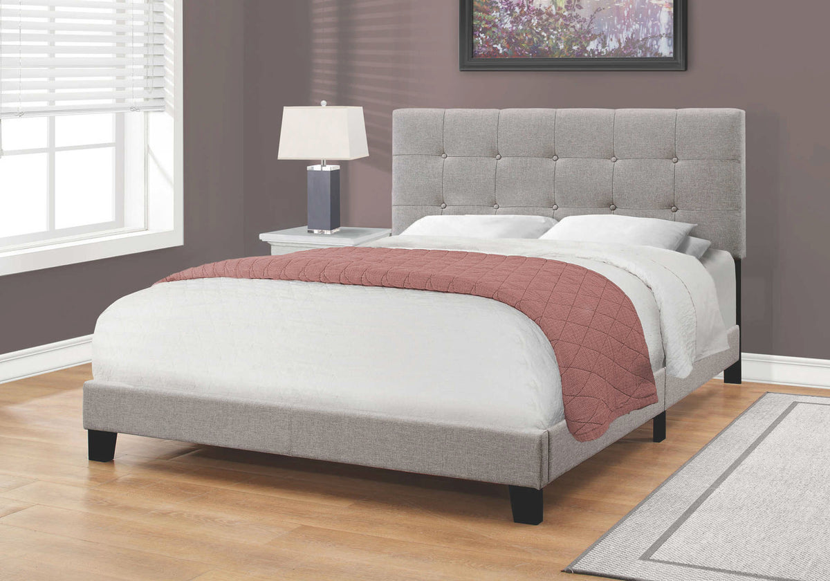 CHAPLIN Light Gray Tufted Bed
