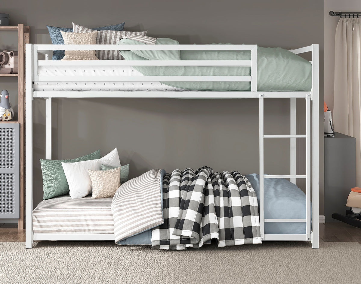 CHLOE White Metal 78" Wide x 54" Height Twin Bunkbed