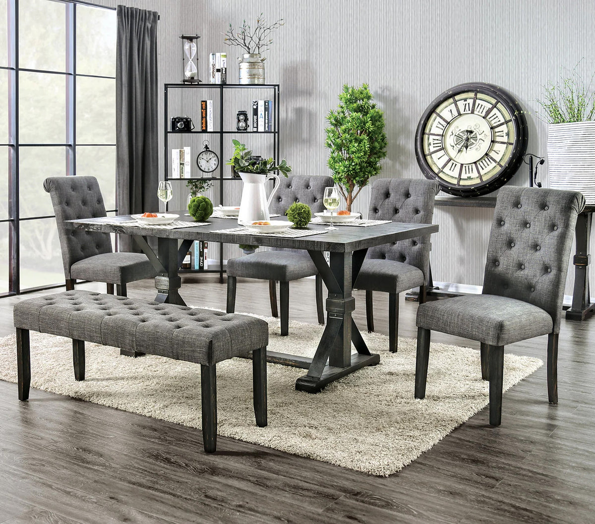CIENNA Antique Black 72" Wide Dining Table