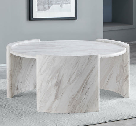CINQUE White Faux Marble 42" Wide Coffee Table
