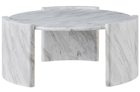 CINQUE White Faux Marble 42" Wide Coffee Table