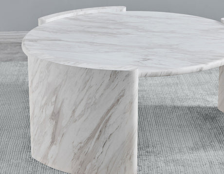 CINQUE White Faux Marble 42" Wide Coffee Table