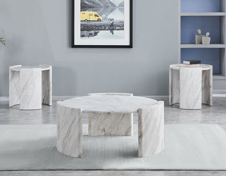 CINQUE White Faux Marble 42" Wide Coffee Table