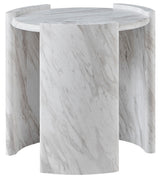 CINQUE White Faux Marble 24" Wide End Table