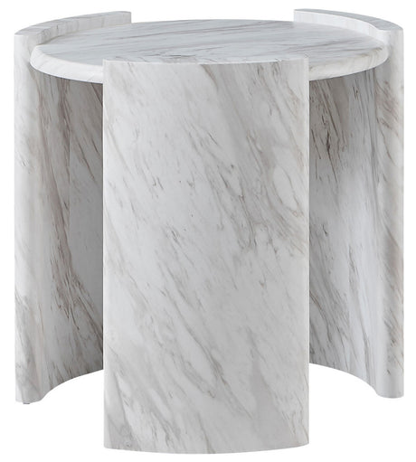 CINQUE White Faux Marble 24" Wide End Table