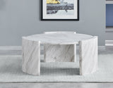 CINQUE White Faux Marble 42" Wide Coffee Table