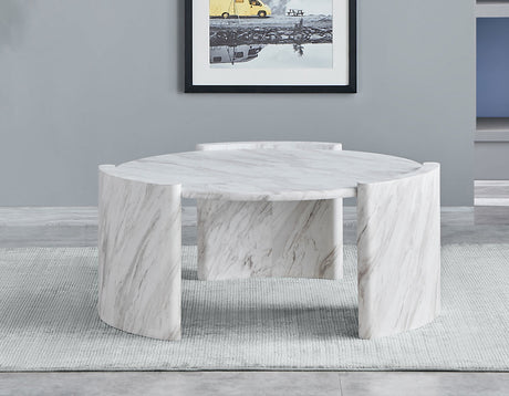 CINQUE White Faux Marble 42" Wide Coffee Table